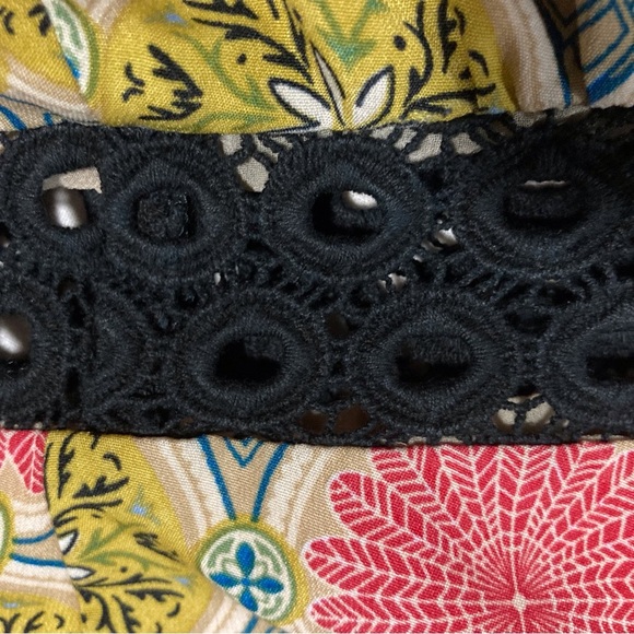 pure sugar Mini Dress with Black Lace Waistline | Vibrant Medallion Print - Picture 15 of 15